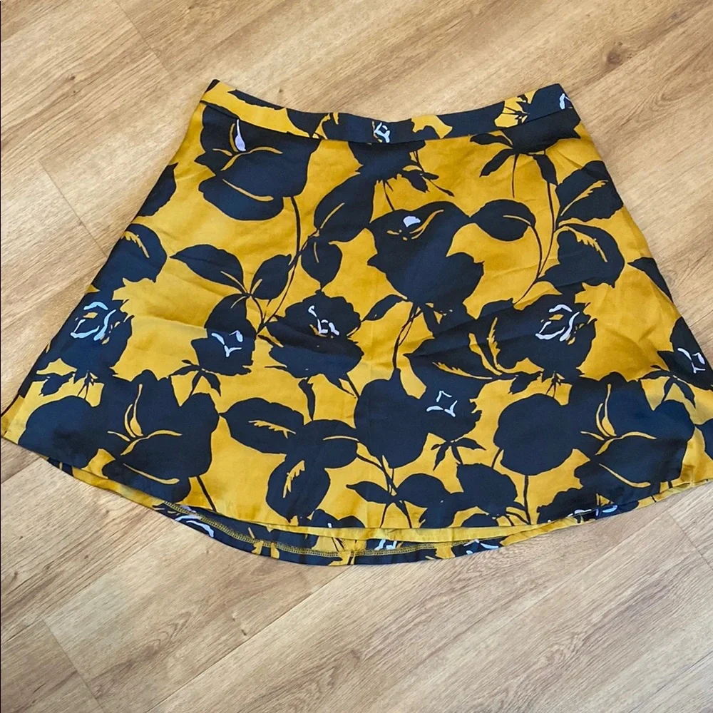 Floral Aline Skirt in Mustard and‎ Black